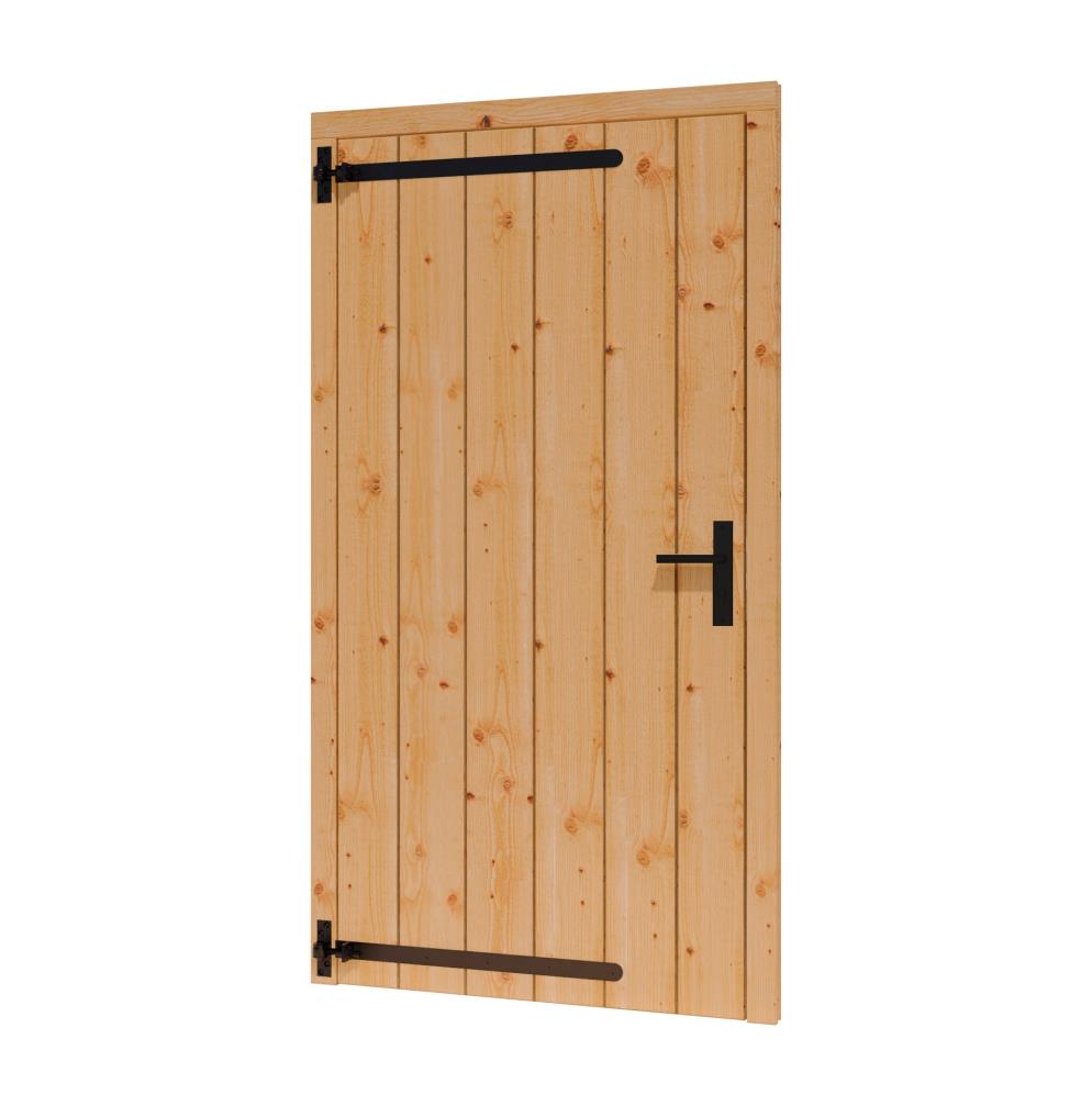 Douglas blank Opgeklampte deur enkel + kozijn B106,4xH202,1 cm incl. hang-/sluitwerk zwart gecoat