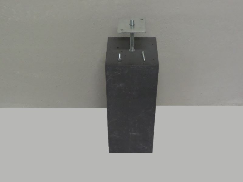Betonpoer zonder facetrand + plaatje 20x20 cm H58 antraciet (BET09P)