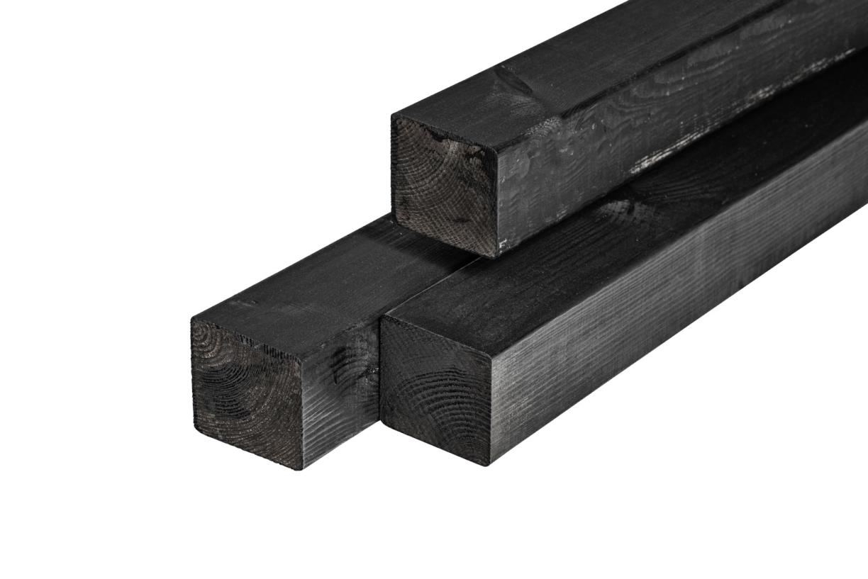 9,0x9,0x300 cm blank Douglas paal zwart gedompeld 70% PEFC