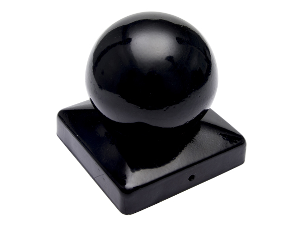 Bol 7,1x7,1 cm zwart gepoedercoat paalornament