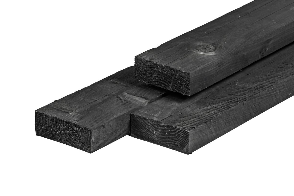 5,0x15,0x300 cm blank Douglas balk ruw zwart geborsteld 70% PEFC