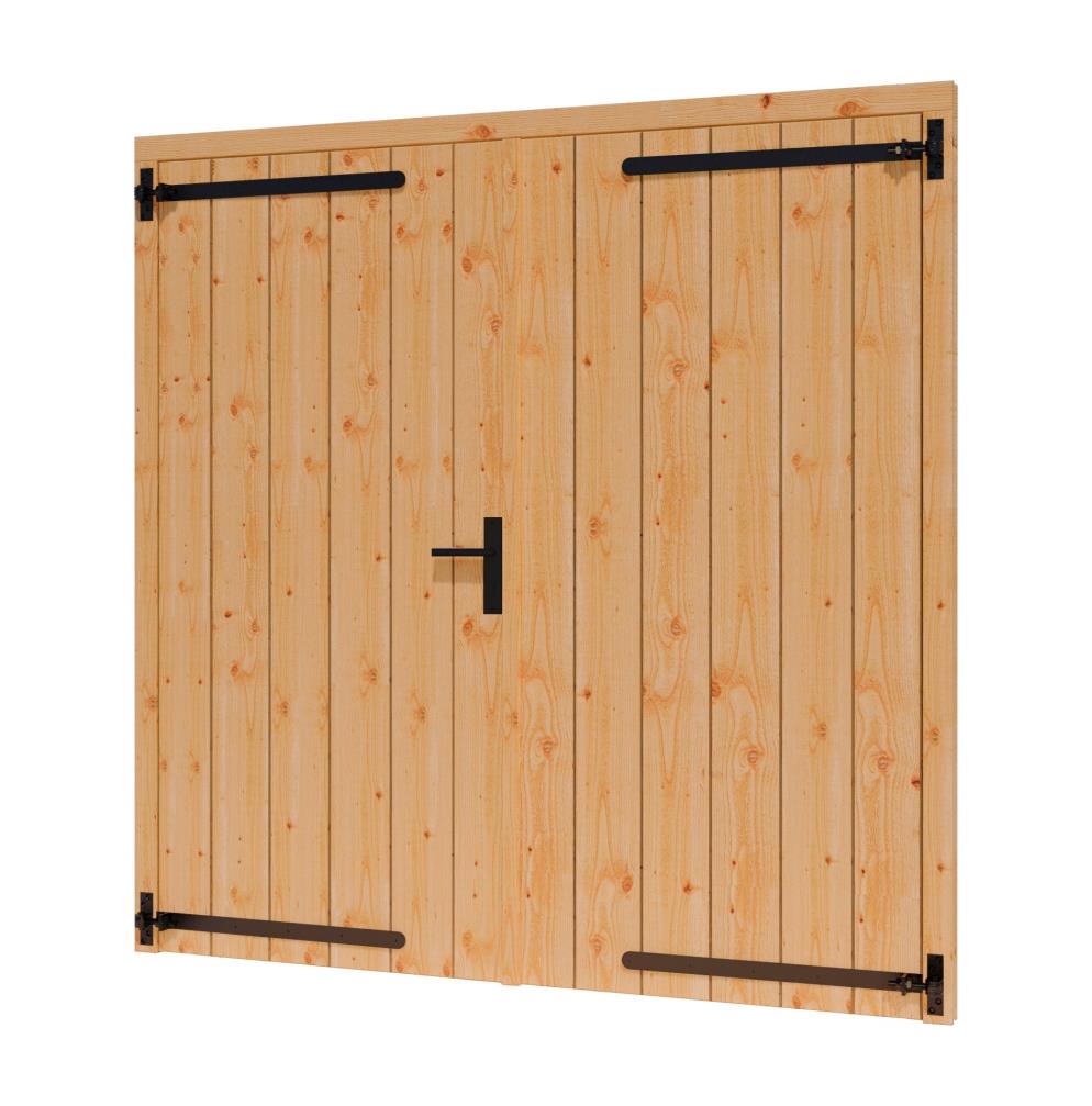 Douglas blank Opgeklampte deur dubbel + kozijn B199,6xH202,1 cm incl. hang-/sluitwerk zwart gecoat