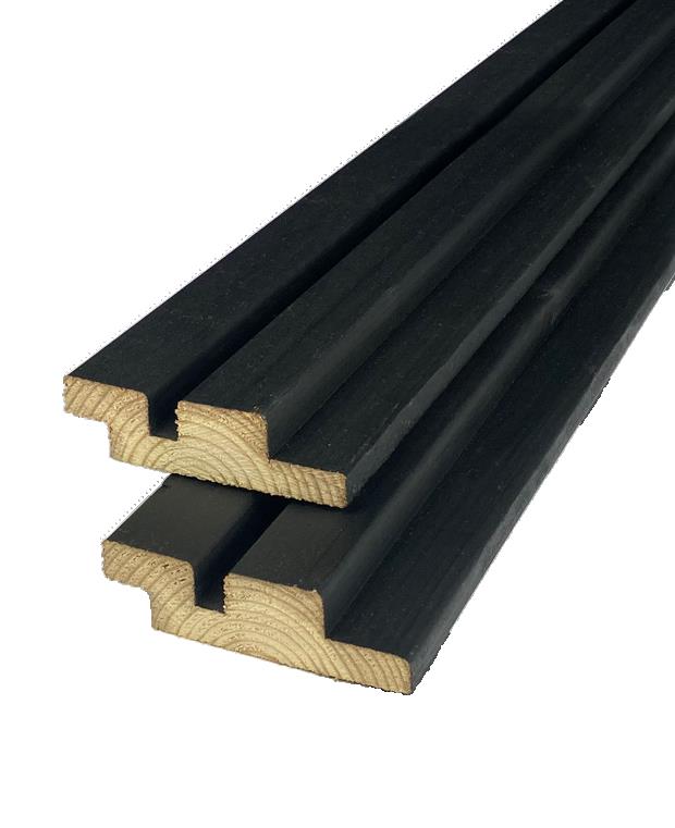 1,8x14,5x360 cm Red Timber Vuren Double Deens rabat halfhouts zwart geborsteld 70% PEFC 