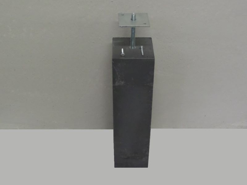Betonpoer zonder facetrand + plaatje 12 x 12 cm H58 cm antraciet