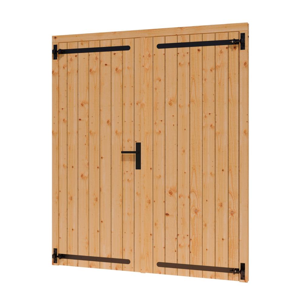 Douglas blank Opgeklampte deur dubbel + kozijn B169,6xH202,1 cm incl. hang-/sluitwerk zwart gecoat