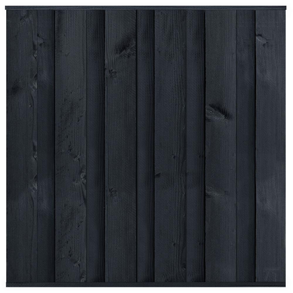 Grenen tuinscherm Amersfoort Breed 180x180 cm zwart geborsteld (13+2)