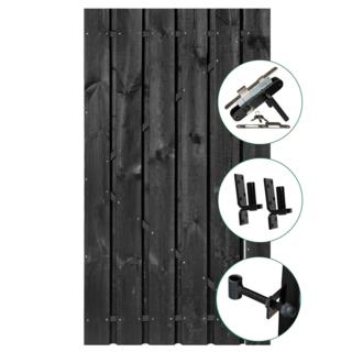 Tuindeur Privacy compleet Grenen zwart 90 cm